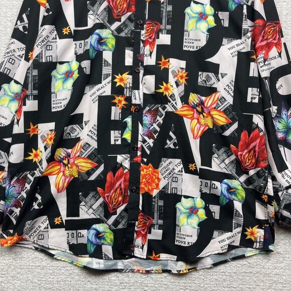Sugar That Shirt Is Sweet Abstract Floral AOP Colorful Button Up Shirt Men XXL - Picture 9 of 13